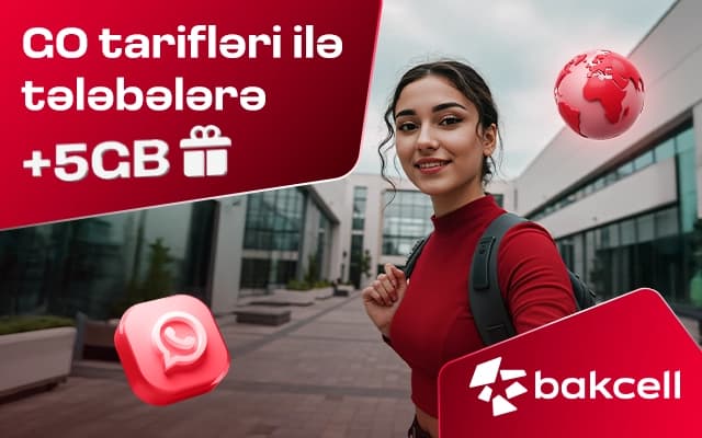 Специально для студентов  с картой TələbəPlus 5 ГБ в подарок!